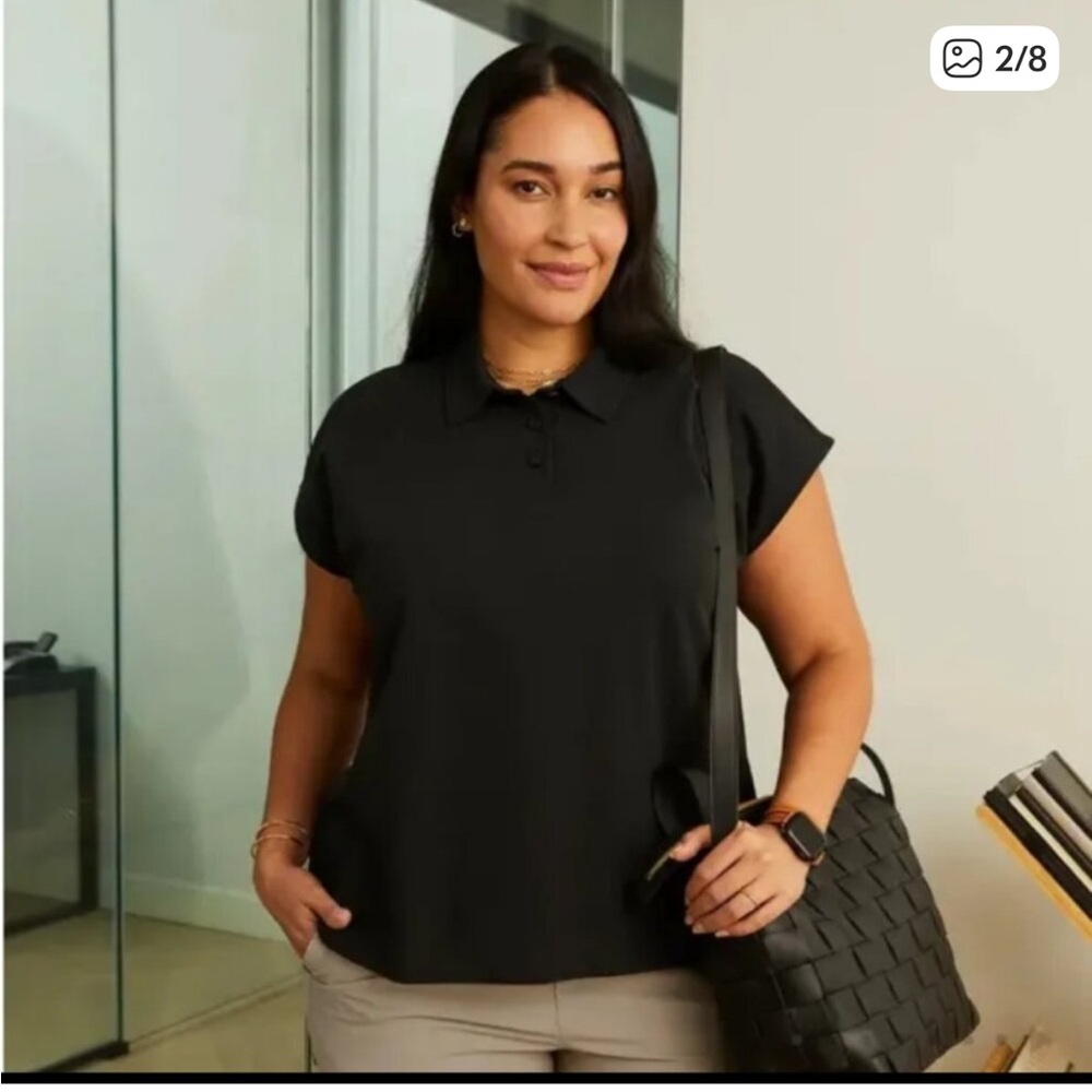 Figs Black Sleeveless Button Down Shirt